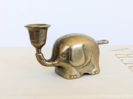 Vintage Haku messing olifant kaarsenhouder beeldje, midden van de 20e eeuw – Kandelaars en kaarsen, Brass (photo 6 of 13)