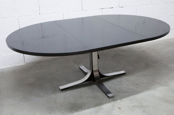 Image 1 of Osvaldo Borsani black and chrome round height-adjustable table with extension