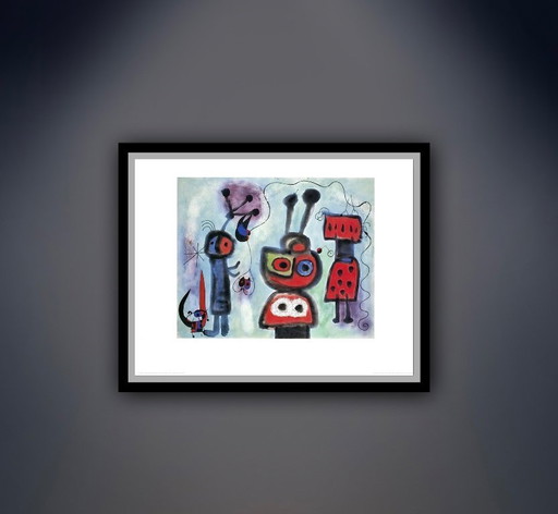 Joan Miró : "L'Oiseau au Regard Calme les Ailes en Flammes, 1952". Signé dans la plaque.