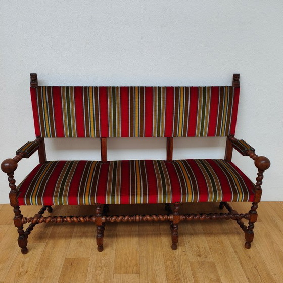 Image 1 of Banc antique en chêne français, banc d'entrée, banc de salle à manger, banc de table à manger c