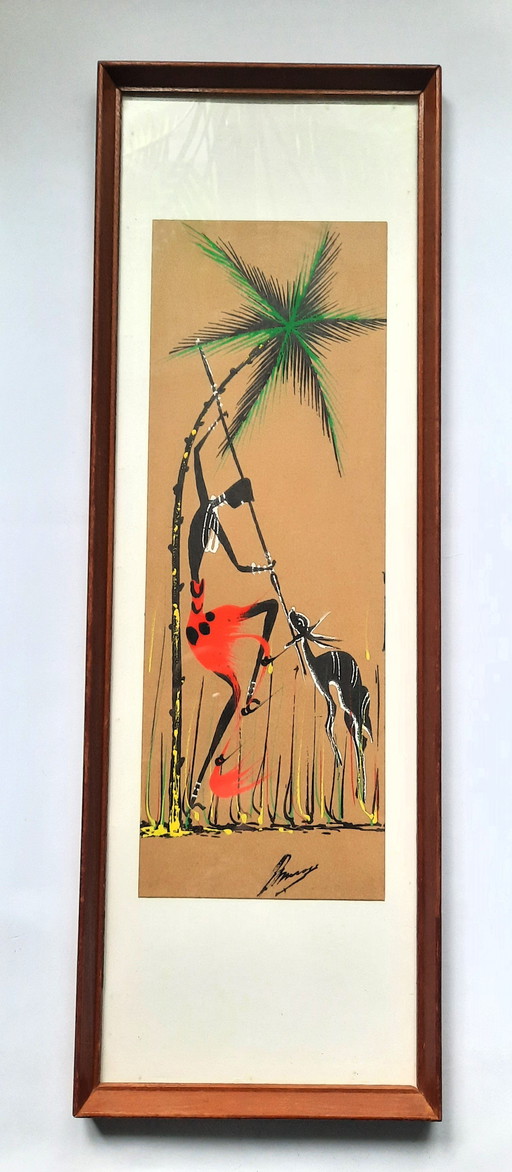 Poto Poto Art School Gouache Congo 1950 Signed