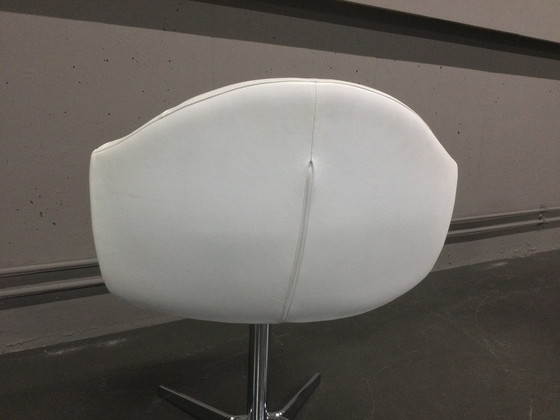 Image 1 of 2x Lignet Roset Bridge Chair Alster Silla giratoria de cuero Sillón blanco