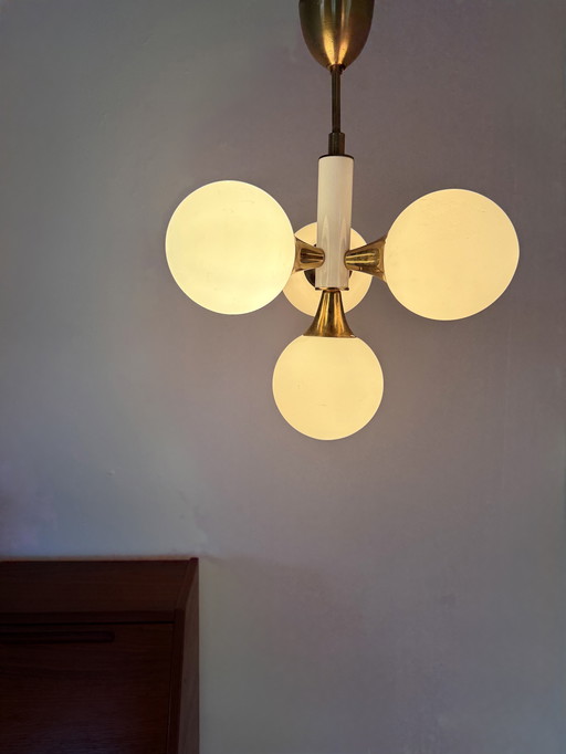 Vintage Hängelampe aus Eisglas, Kaiser Leuchten '70