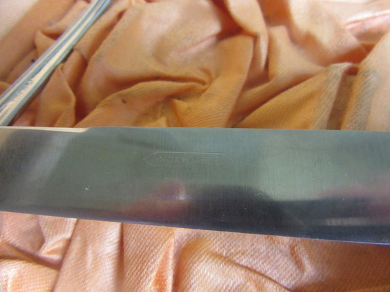 Art Deco 3-teiliges Besteckset aus Chrom (Inoxydable) in Box, Box Mock Coc – Besteckkassetten, Plastic (photo 7 of 10)