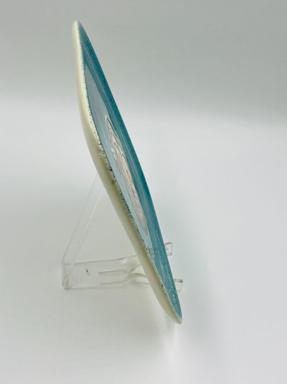 Assiette décorative R.W. Verdaame, céramique turquoise et jaune, Pichon Uzès, Vaisselle (photo 9 sur 10)
