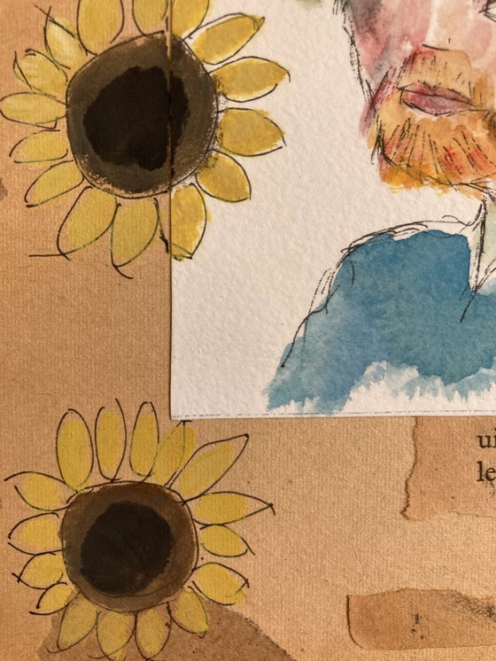 Image 1 of VINCENT AVEC UN CHAPEAU ET DES FLEURS DE SOLEIL