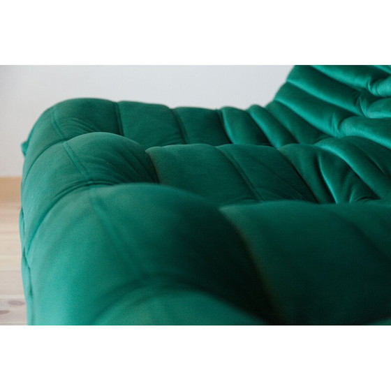 Image 1 of Togo vintage living room set in green velvet by Michel Ducaroy for Ligne Roset, France 1973