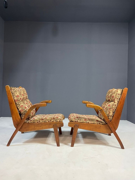 Image 1 of Paire de chaises longues vintage par Krásná Jizba, Tchécoslovaquie, années 1940