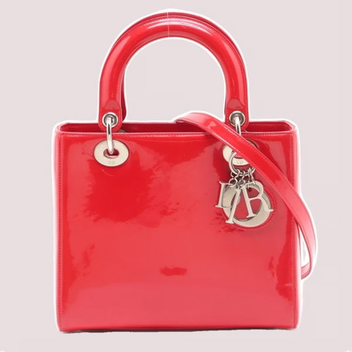 Lady Dior Media rossa in vernice