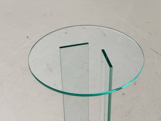 Image 1 of Minimalist glass flower stand/pedestal, 1980s