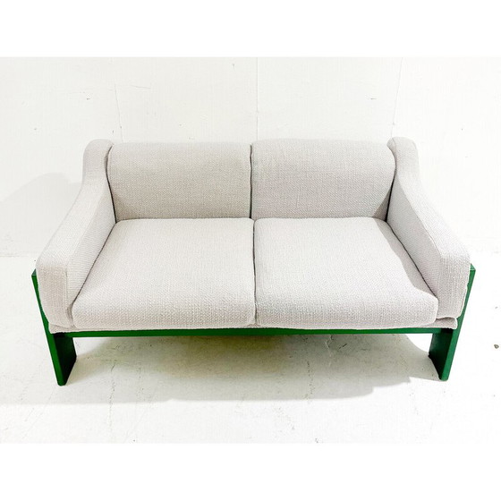 Image 1 of Vintage 2 seater sofa in green lacquered wood by Saporiti, Italy 1960s