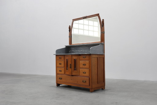 Art Nouveau Cabinet, Commode or mirrored Sideboard by Geo Verbanck, Belgium 1920s