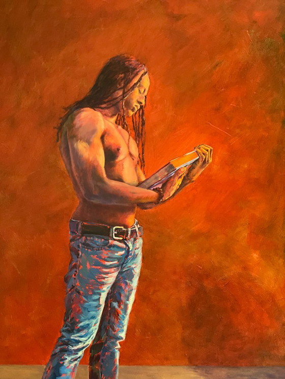 Image 1 of Pittura a olio su tavola "Il libro"