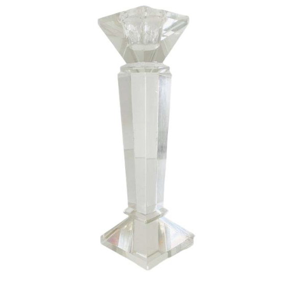 Image 1 of Vintage mid-century sleek candlestick crystal glass 1960s