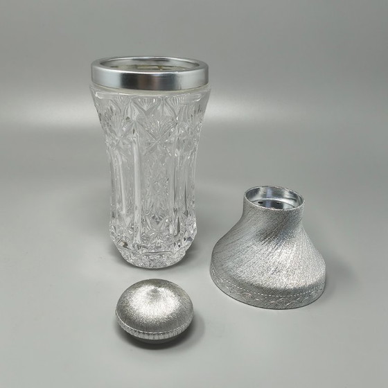Image 1 of Italienisches Cocktailset aus geschliffenem Kristall und gebürstetem Metall im Stil der 1960er Jahre von Arir
