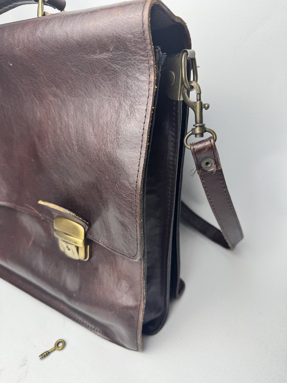 Image 1 of Cartella in pelle vintage di Lederwaren Kerkhof (Paesi Bassi) - con chiavi