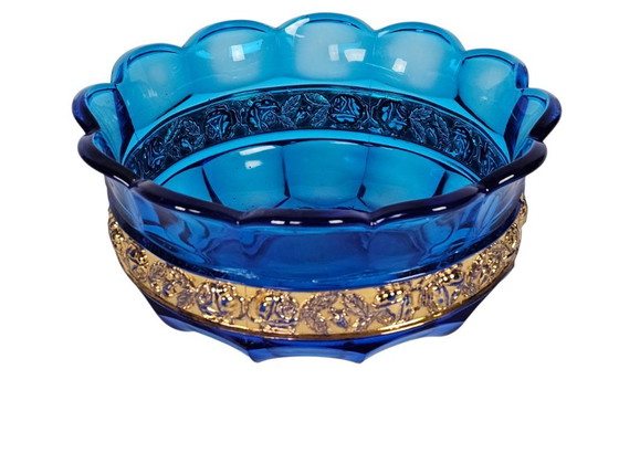 Image 1 of Brockwitz Glass Factory - modello Arianna - Art Déco - Germania - vetro pressato - foglia d'oro - 1929