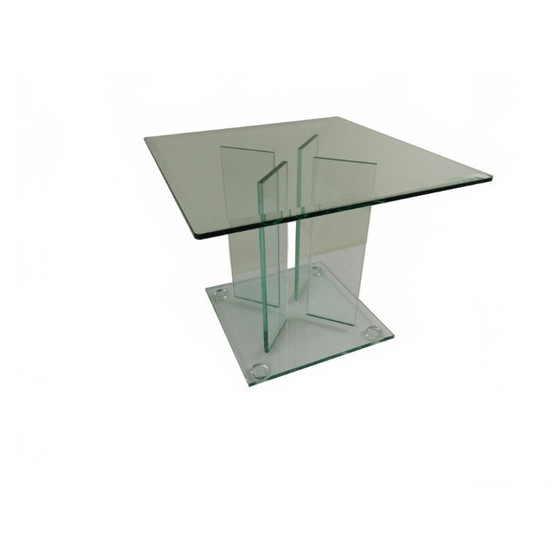 Image 1 of Table d'appoint postmoderne tout en verre des années 80 (style Leon Rosen / Peter Ghyczy)