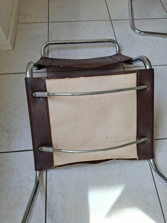Image 1 of 5 sedie vintage in stile Bauhaus con struttura tubolare e rivestimento in pelle