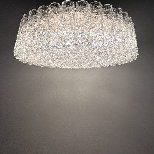 Lampadario a tubo di vetro Doria Leuchten da incasso, 1960