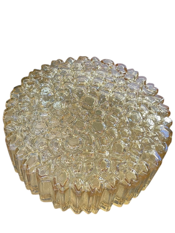 Image 1 of HELENA TYNELL Glashütte LIMBURG ceiling wall lamp dia 20cm amber glass smoky 60s 70s vintage rare