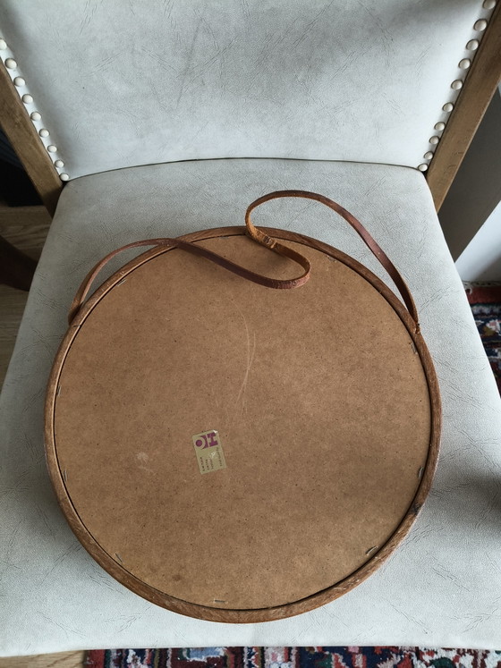 Image 1 of Vintage O.W. Hack Mirror – Teak & Leather – 1960s (Dutch Design) Description: