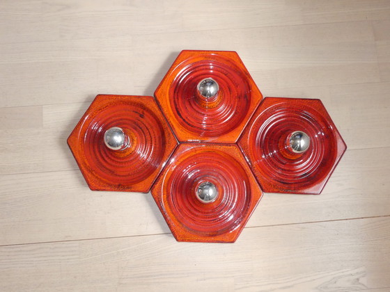 Image 1 of Hustadt set of 4 ceiling light wall lamp ceramic red UK1aeb