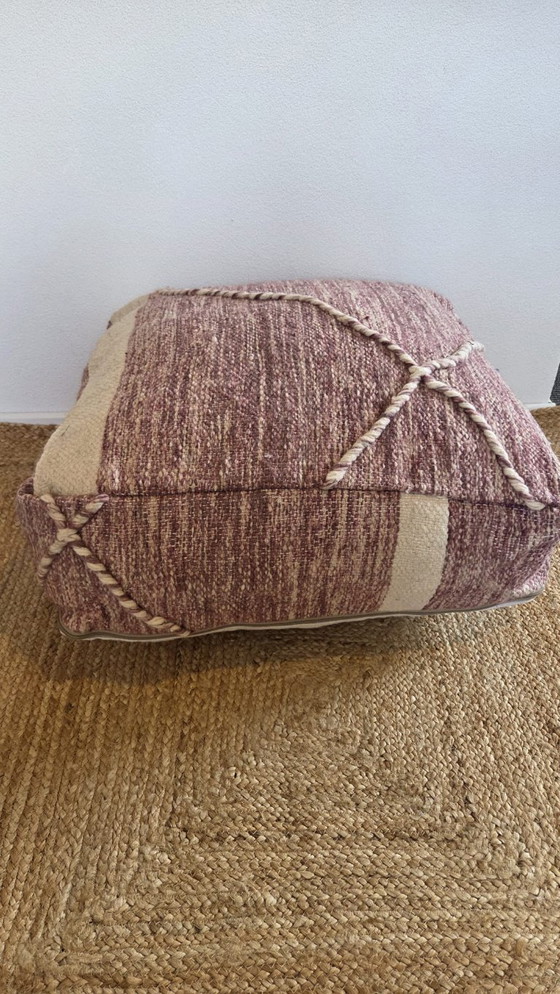 Image 1 of Kelim Berber pouf, vintage handmade seat cushion