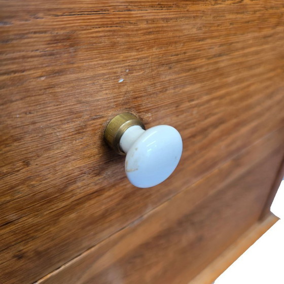 Image 1 of Antique narrow oak chest of drawers, from the early 20th century