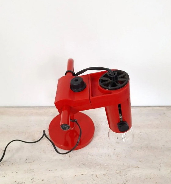 Image 1 of Vintage Red Metal Table Lamp / Adjustable Mid Century Desk Lamp / Italian Memphis Style Office Lighting / Retro Drawing Task Lig