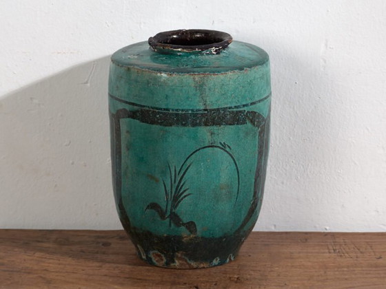 Antique tall turquoise green vase (c.1820) #30 (photo 25 of 40)