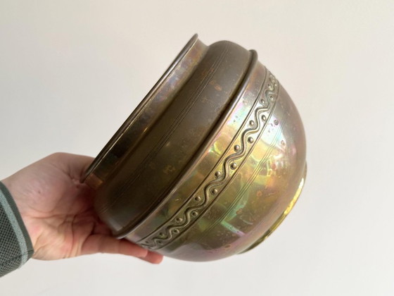 1x Grande vaso da fiori vintage in ottone/rame giallo – Vasi per piante, Brass, Copper (photo 4 of 7)