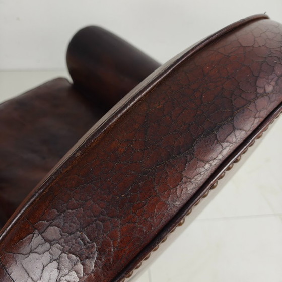 Image 1 of Poltrona da club per gentiluomini in stile Art Déco in pelle