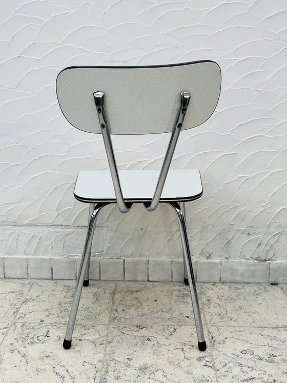 Image 1 of Set di 4 sedie da cucina vintage in Formica grigio cromato.