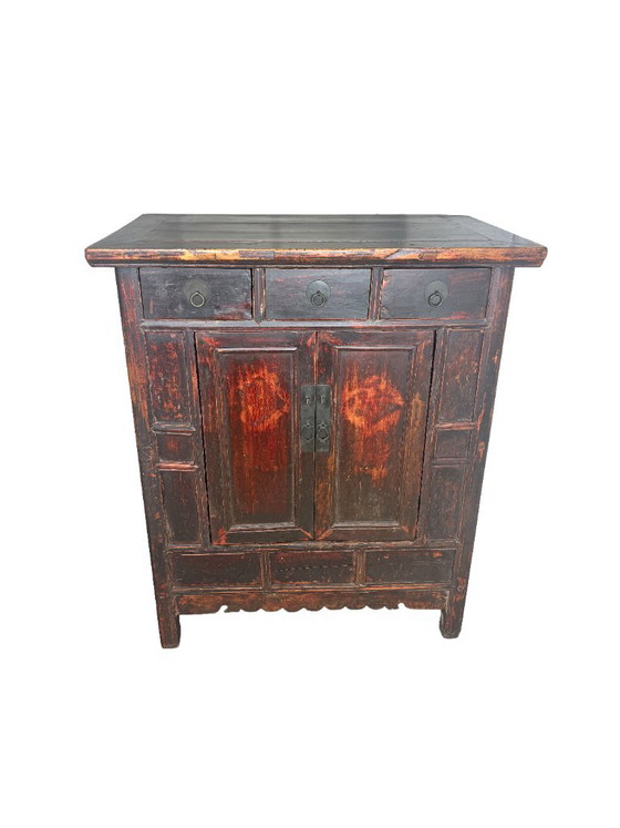 Antique Chinese Elm Cabinet – Late Qing Dynasty Style 19th Century – Metal, Wood (photo 2 of 10)