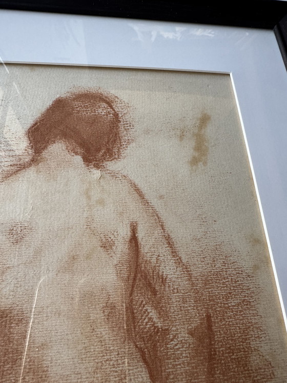 Image 1 of Antique nude sanguine drawing by Marcel Roche