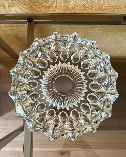 French Vintage Cut Crystal Ashtray – Large Mid-Century Glass Catchall Bowl, 1960s