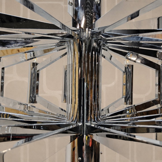 Image 1 of Vintage Large Chrome Italian Space Age Pendant Lamp Gaetano Sciolari (Sputnik Lamp)