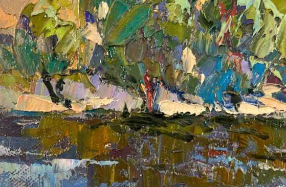 Image 1 of Original Oil Painting Summer Coastal Landscape High noon heat