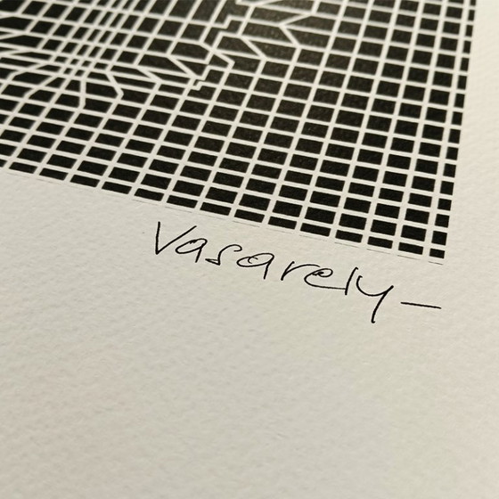 Image 1 of Lithografie van Victor Vasarely uit de jaren 70, gelimiteerde oplage en nummering.