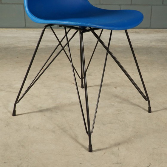 Vintage Blue Bucket Chairs – In the Style of Vitra Eames – Dining chairs, Metal, Plastic (photo 11 of 12)