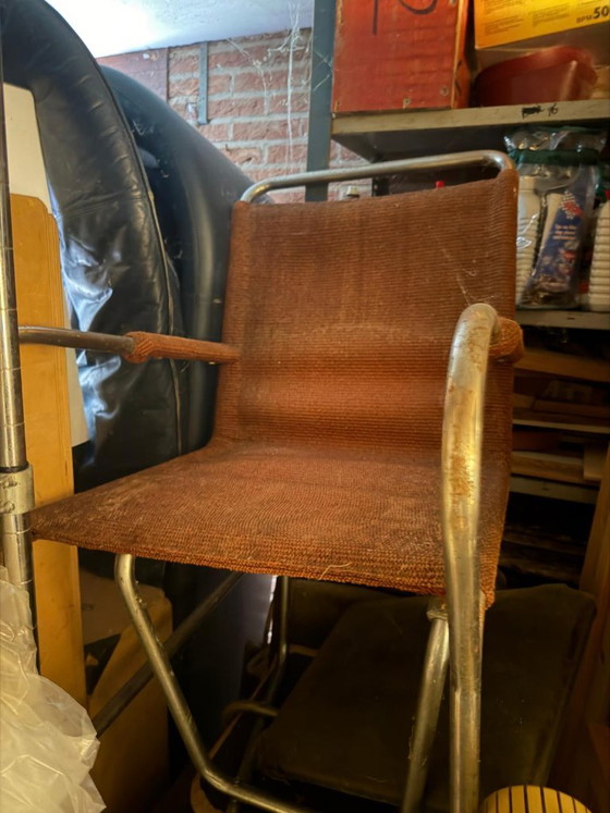 Fauteuil tubulaire patiné 2 Bas Van Pelt en métal et sisal – Textile (photo 11 of 18)