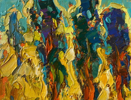 Image 1 of Original Oil Painting Colorful Nature Landscape Spring silence where you hear own heart