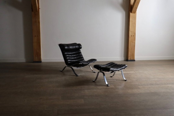 Arne Norell Ari Lounge Chair con Otomana Suecia 1966 – Sillones, Leather, Vintage (photo 8 of 14)