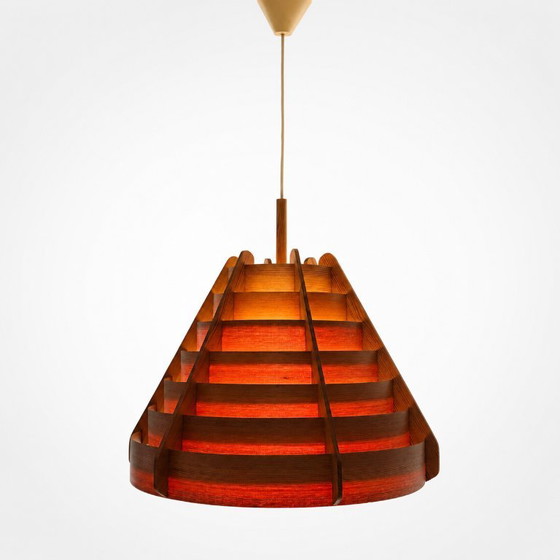 Designer pendant lamp by Hans-Agne Jakobsson for AB Ellysett Markaryd - 1960s. – AB Ellyset Markaryd., Wood (photo 7 of 19)