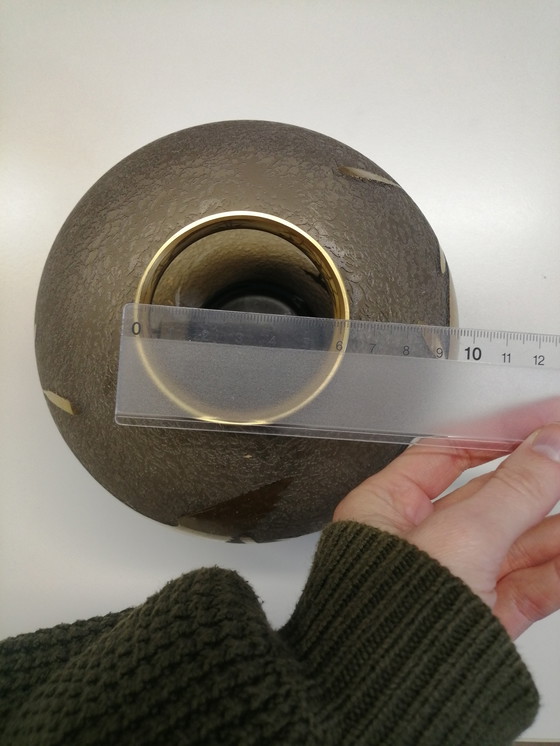 Image 1 of Alfred Taube etched glass with wild geese, designer vintage vase