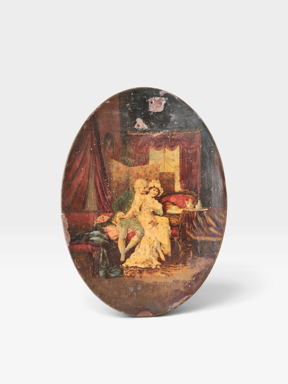2 old paintings on curved copper panels – Wall decoration, Metal (photo 2 of 6)