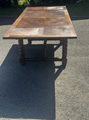 Solid oak extendable table, turned legs, 19th century