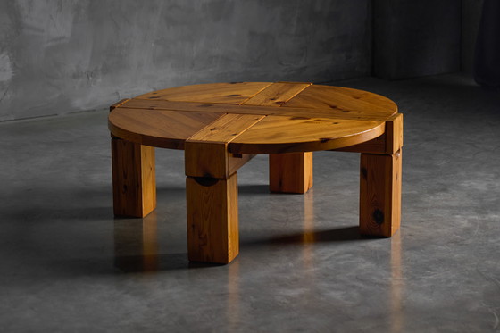 Image 1 of Brutalist Pine Wood Coffee Table, Sweden, 1970s