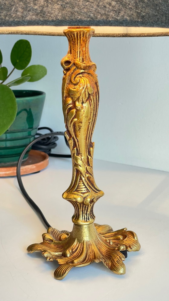 Image 1 of Vintage Bronze Lampe Mit Gold Patina